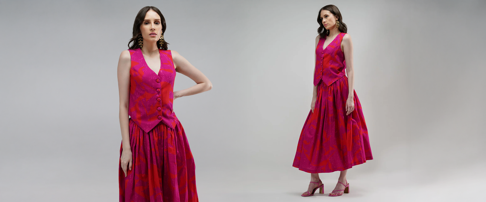 Grace in Motion: House of Kopal’s Linen Vest Skirt Sets