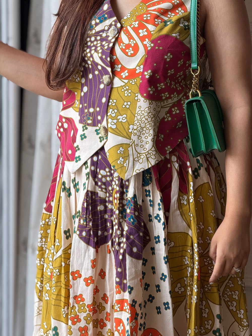 The Lucy Printed Waistcoat Co-ord in Linen