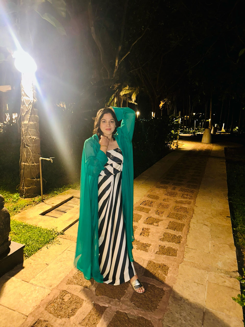 The Amira Stripe Dress with Cape