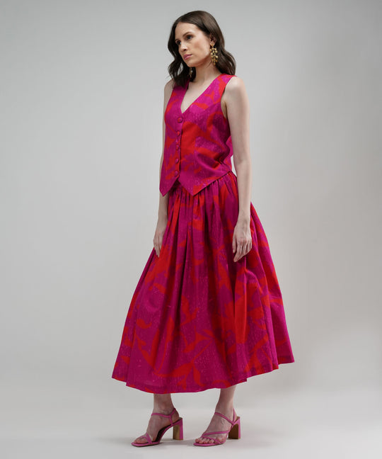 The Vibrant Ariella Linen Vest and Skirt Set