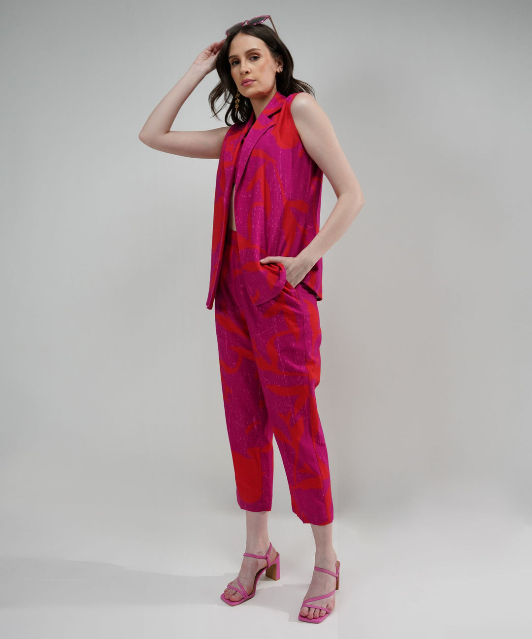 The Ariella Abstract Elegance Linen Pantsuit