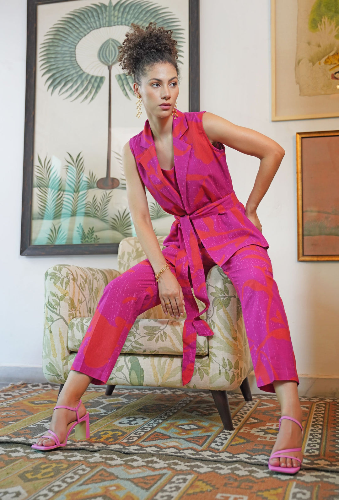 The Ariella Abstract Elegance Linen Pantsuit