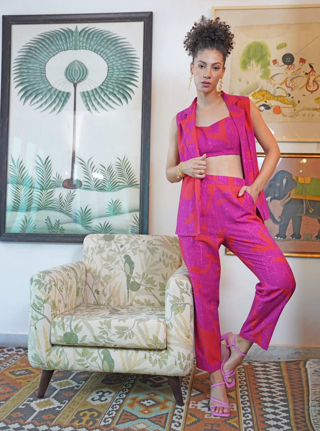 The Ariella Abstract Elegance Linen Pantsuit