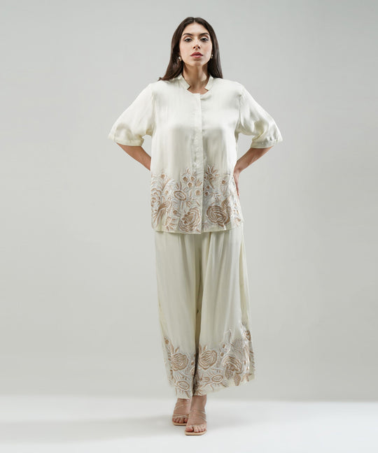 The Gul Embroidered Co-ord Set in Ivory