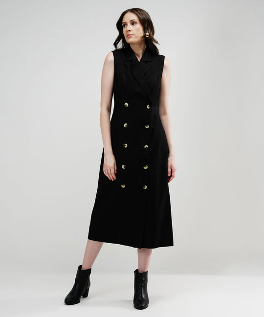 The Olivia Sophisticated Sleeveless Trench Dress in 100% Linen