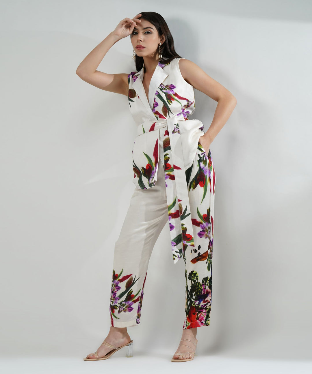 The Alba Pant Suit in Linen Satin