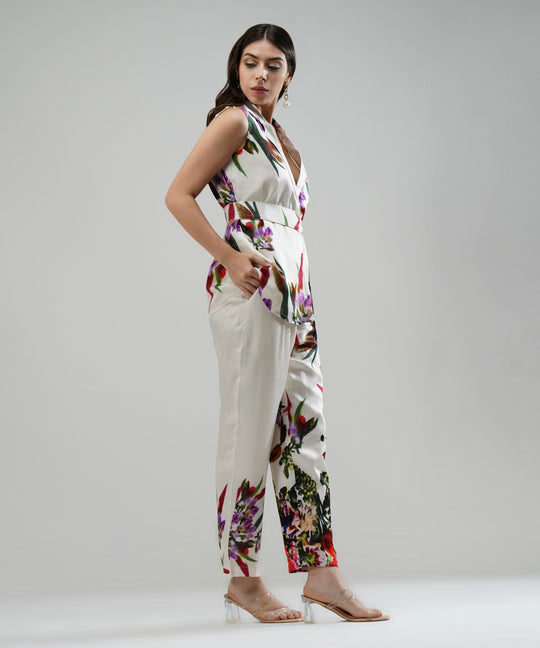 The Alba Pant Suit in Linen Satin