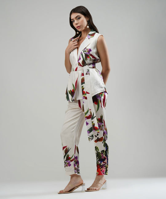 The Alba Pant Suit in Linen Satin