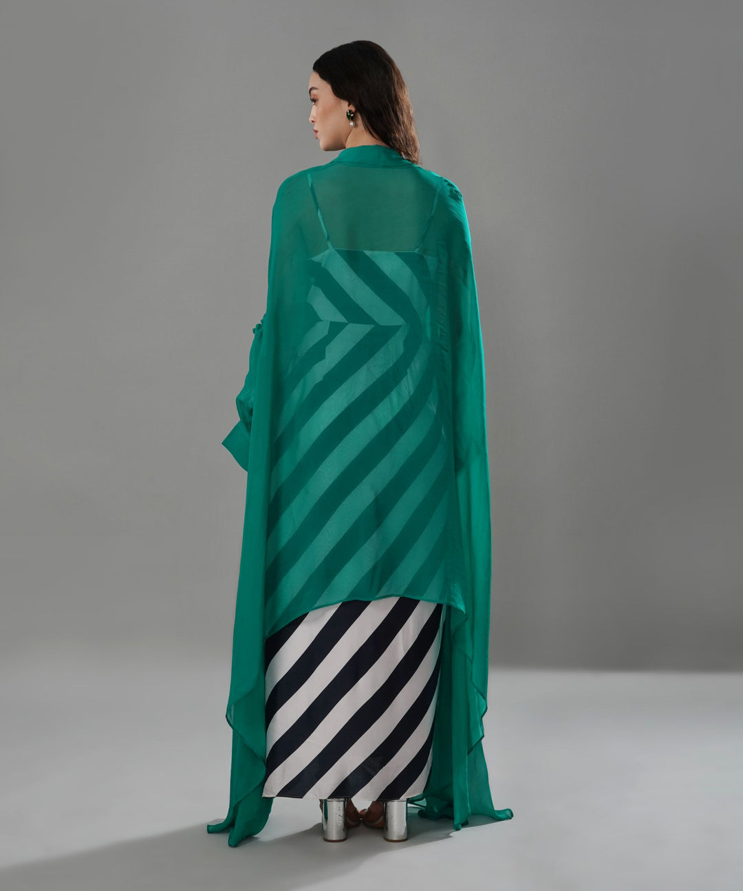 The Amira Stripe Dress with Cape