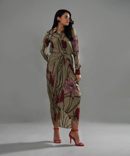 The Celeste Printed Drape Co-ord in Crepe