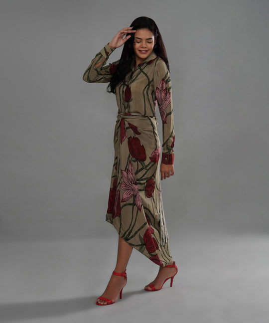 The Celeste Printed Drape Co-ord in Crepe