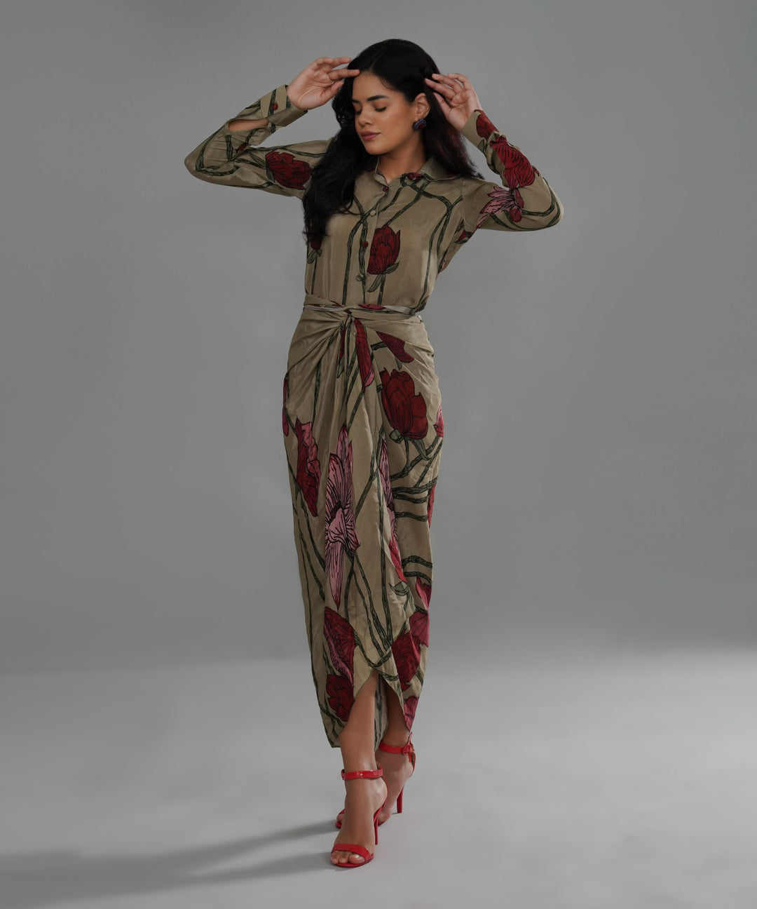 The Celeste Printed Drape Co-ord in Crepe