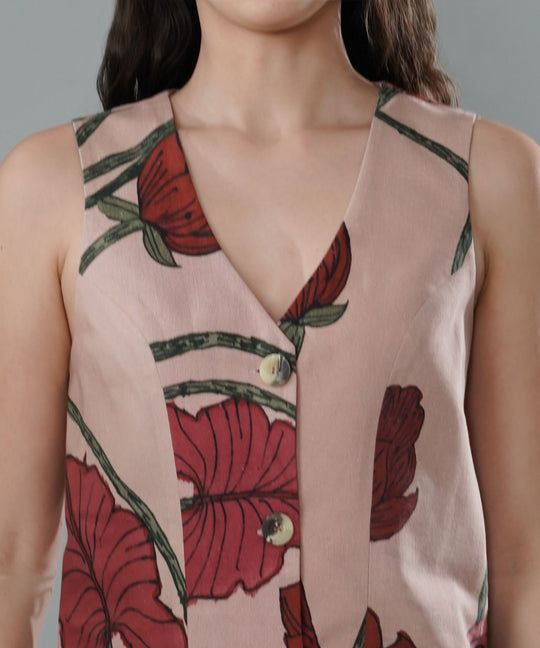 The Amanda Printed Waistcoat Co-ord in Linen