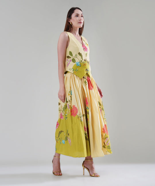 The Cyra Printed Waistcoat Co-ord in Linen