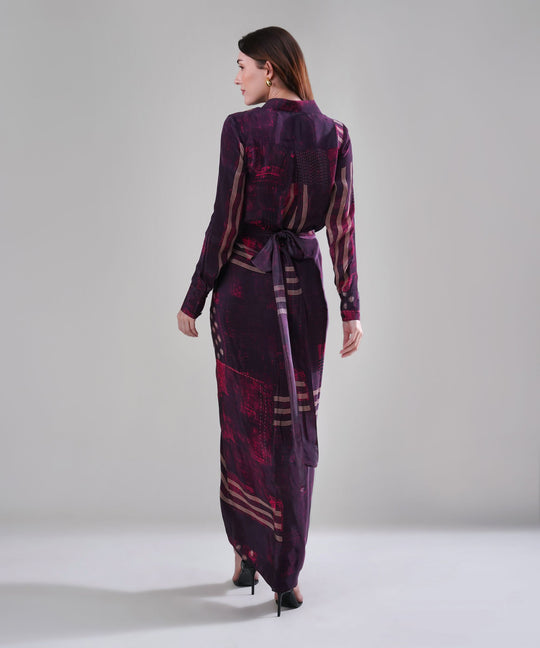 The Crimson Nocturne Drape Shirt Co-ord