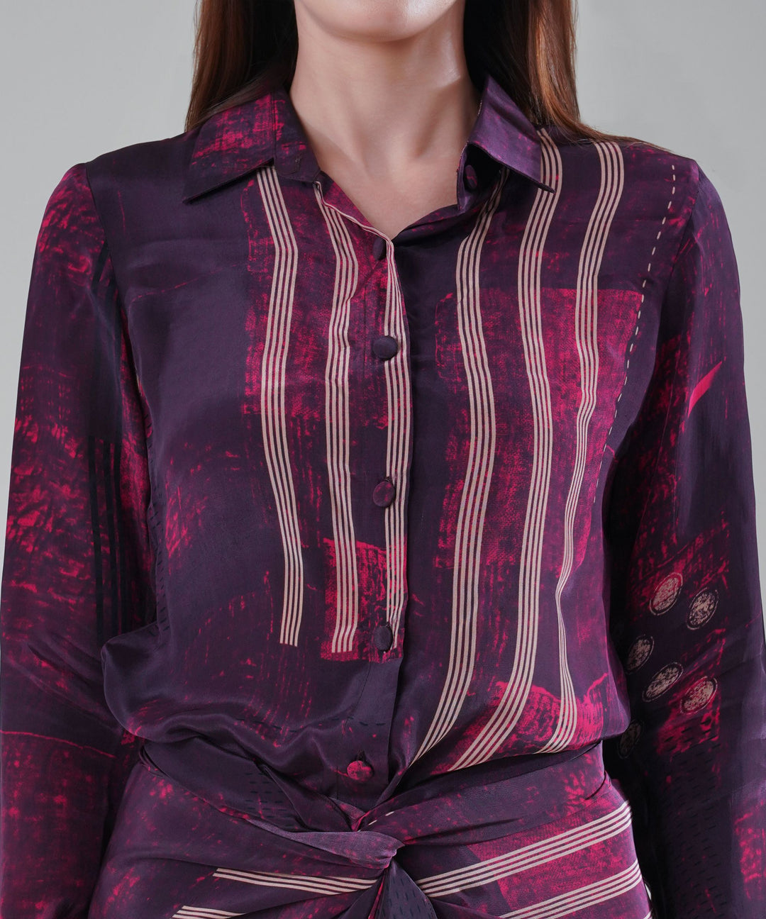 The Crimson Nocturne Drape Shirt Co-ord