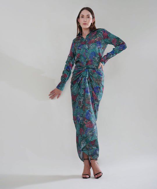 The Valeria Printed Drape Co-ord in Crepe