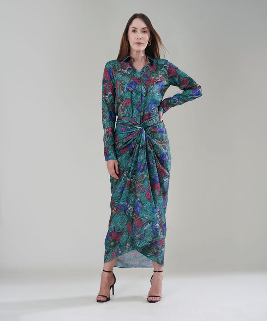 The Valeria Printed Drape Co-ord in Crepe