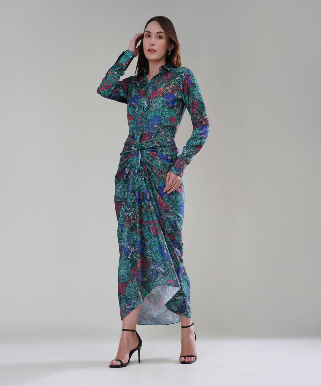 The Valeria Printed Drape Co-ord in Crepe