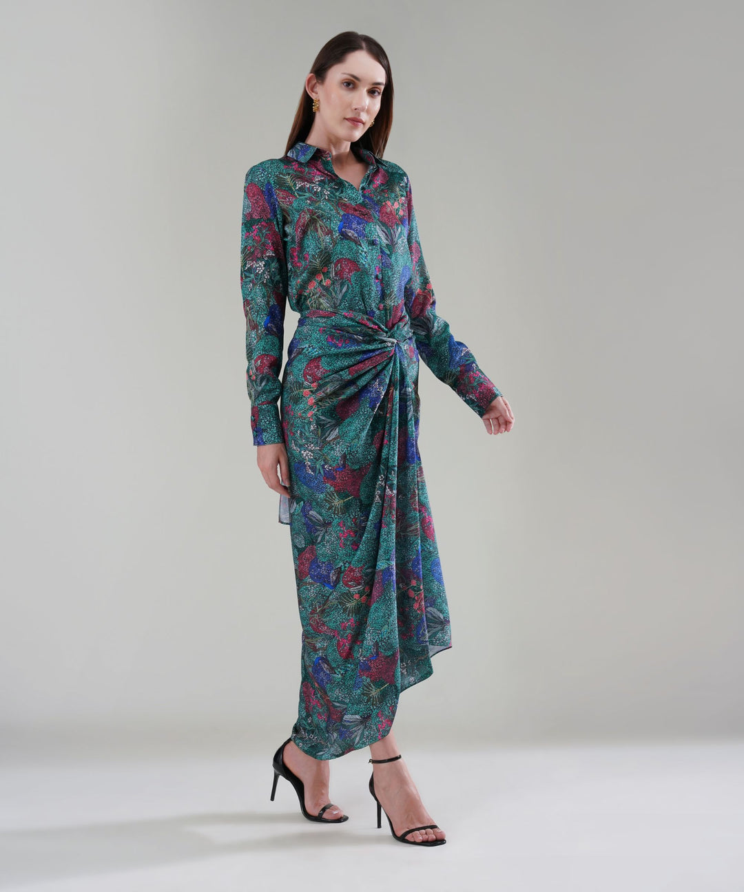 The Valeria Printed Drape Co-ord in Crepe