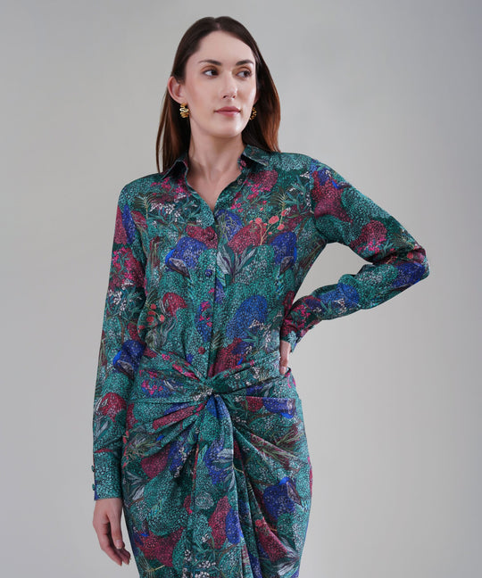 The Valeria Printed Drape Co-ord in Crepe