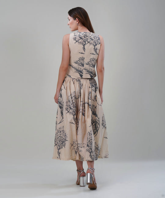 The Camilla Printed Waistcoat Co-ord Set in Linen