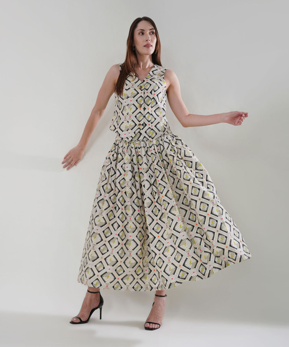 The Hannah Printed Waistcoat Co-ord in Linen
