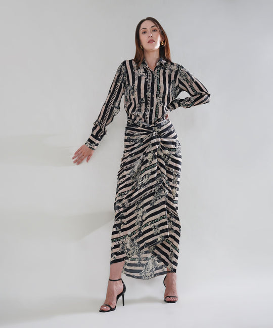 The Aliza Printed Drape Co-ord in Crepe