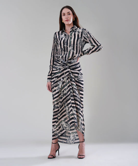 The Aliza Printed Drape Co-ord in Crepe