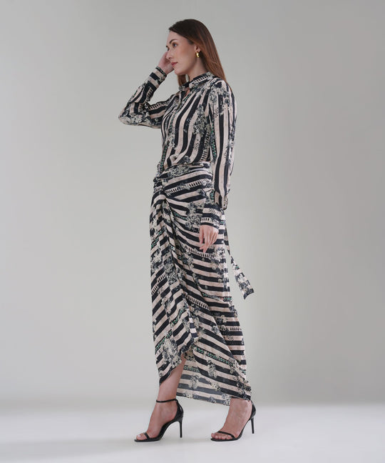The Aliza Printed Drape Co-ord in Crepe
