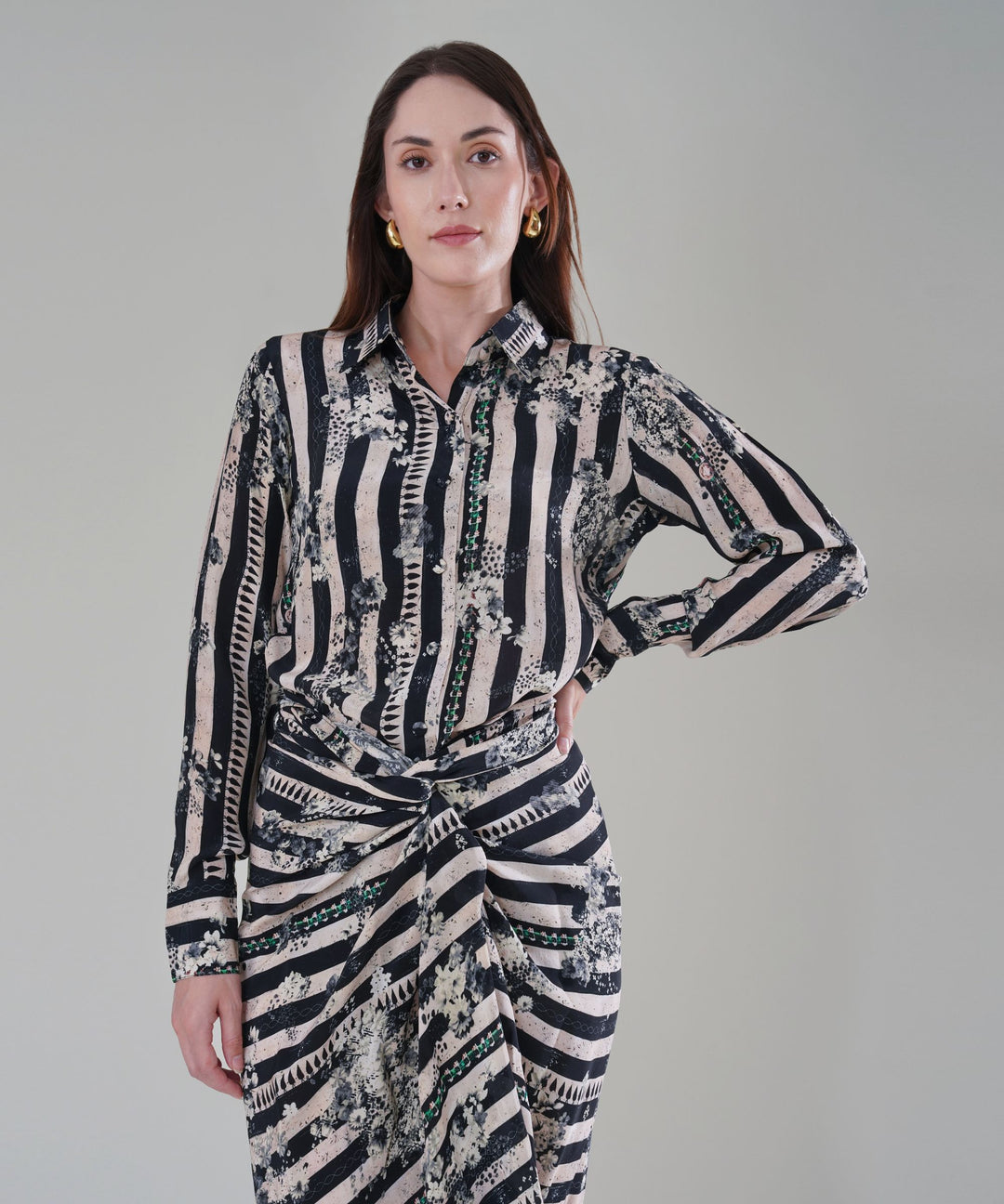 The Aliza Printed Drape Co-ord in Crepe