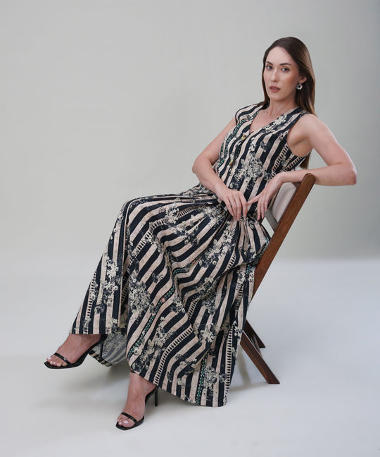 The Aliza Printed Waistcoat Co-ord Set in Linen