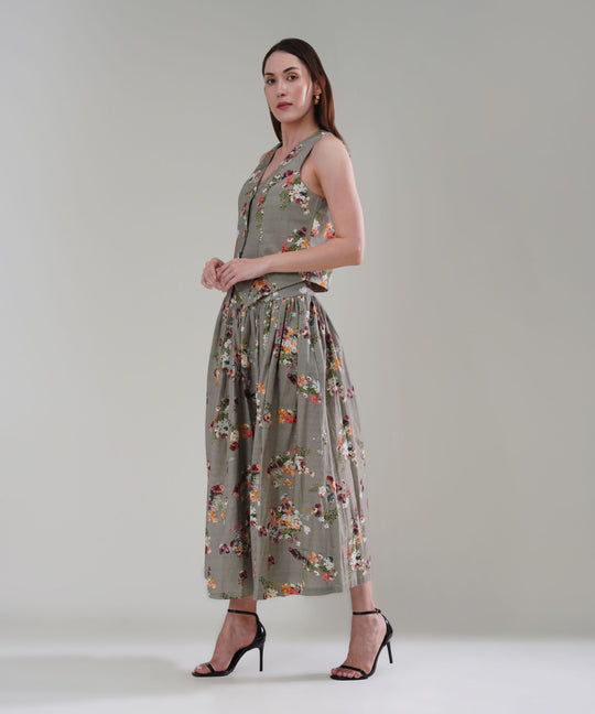 The Aurora Printed Waistcoat Co-ord Set in Linen