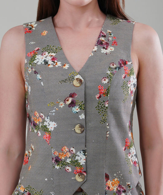 The Aurora Printed Waistcoat Co-ord Set in Linen