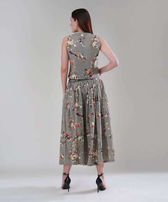 The Aurora Printed Waistcoat Co-ord Set in Linen