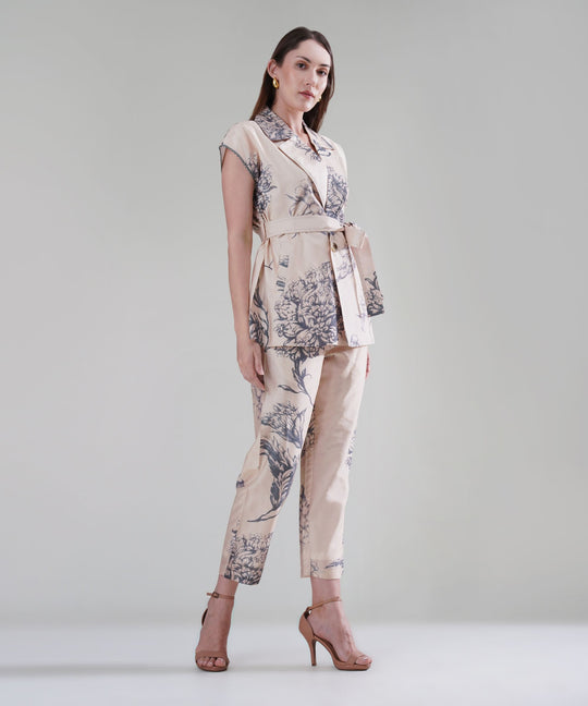 The Camilla Printed Tie Up Co-ord Set in Linen