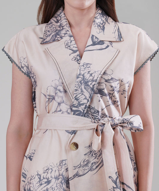 The Camilla Printed Tie Up Co-ord Set in Linen