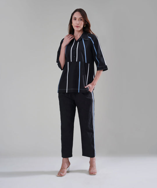 The Aayah Black Co-ord in Poplin