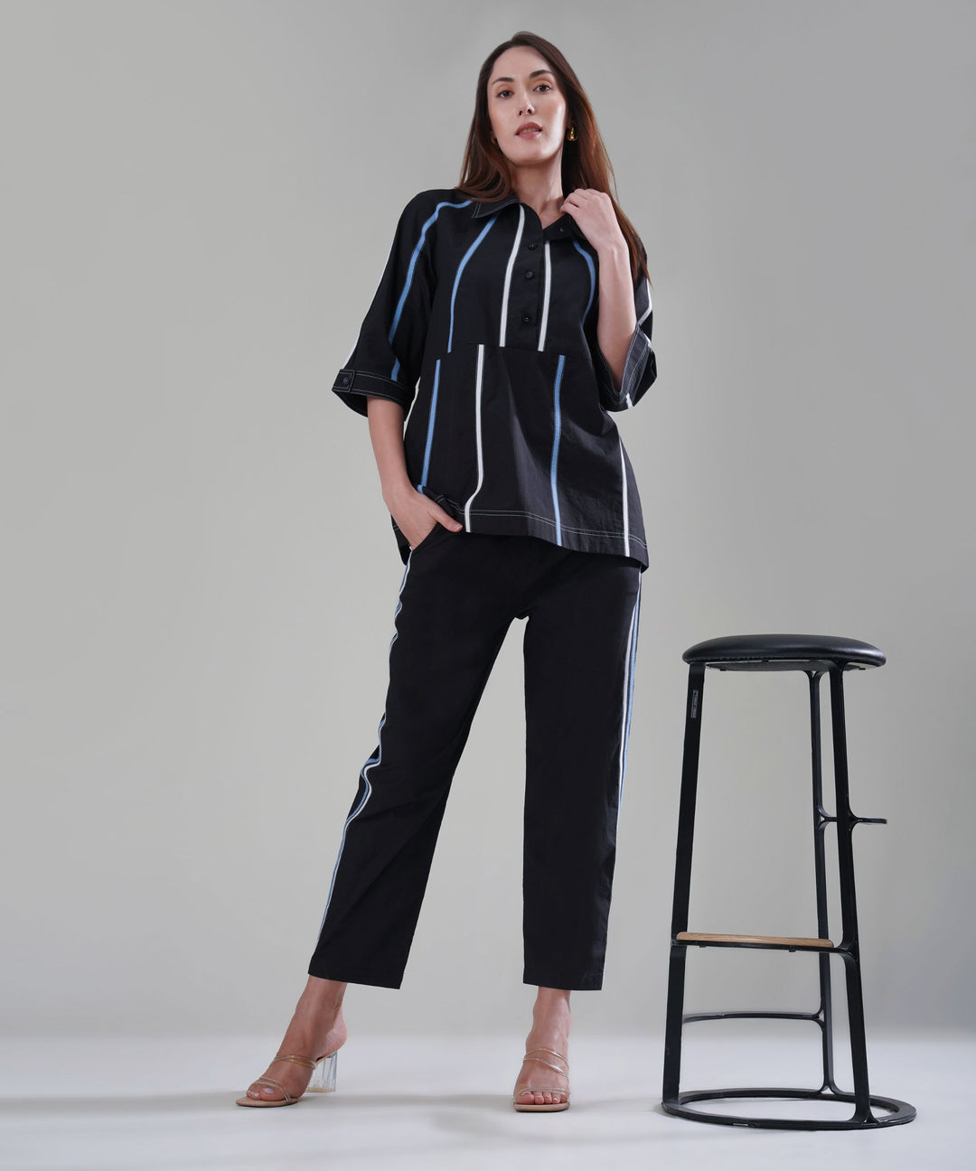 The Aayah Black Co-ord in Poplin
