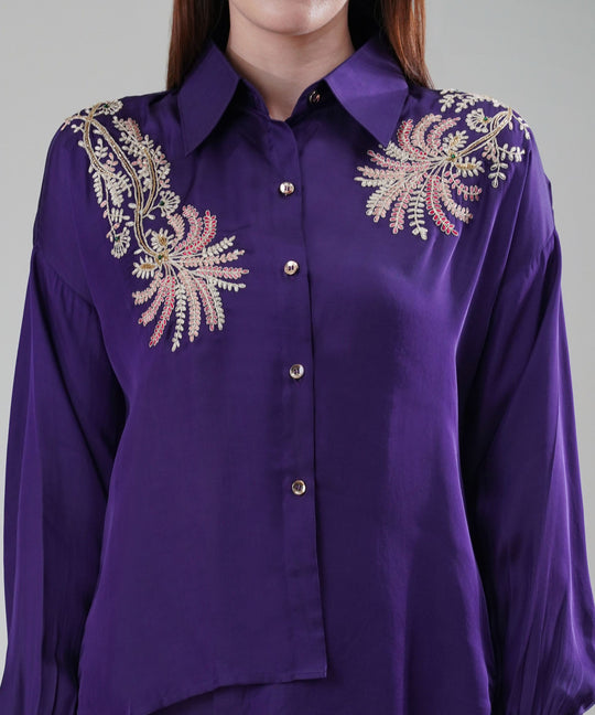 The Nusrat Embroidered Co-ord Set in Purple