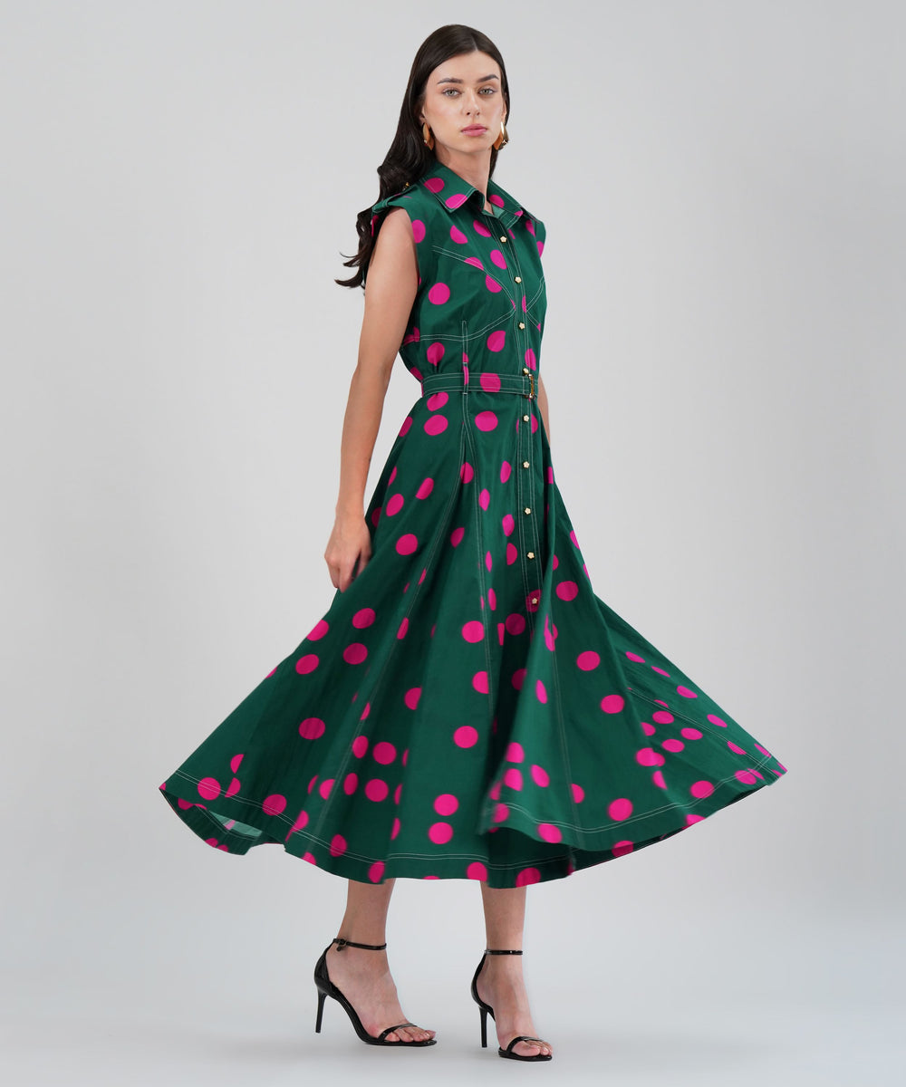 The Sleeveless Verte Poplin Dress