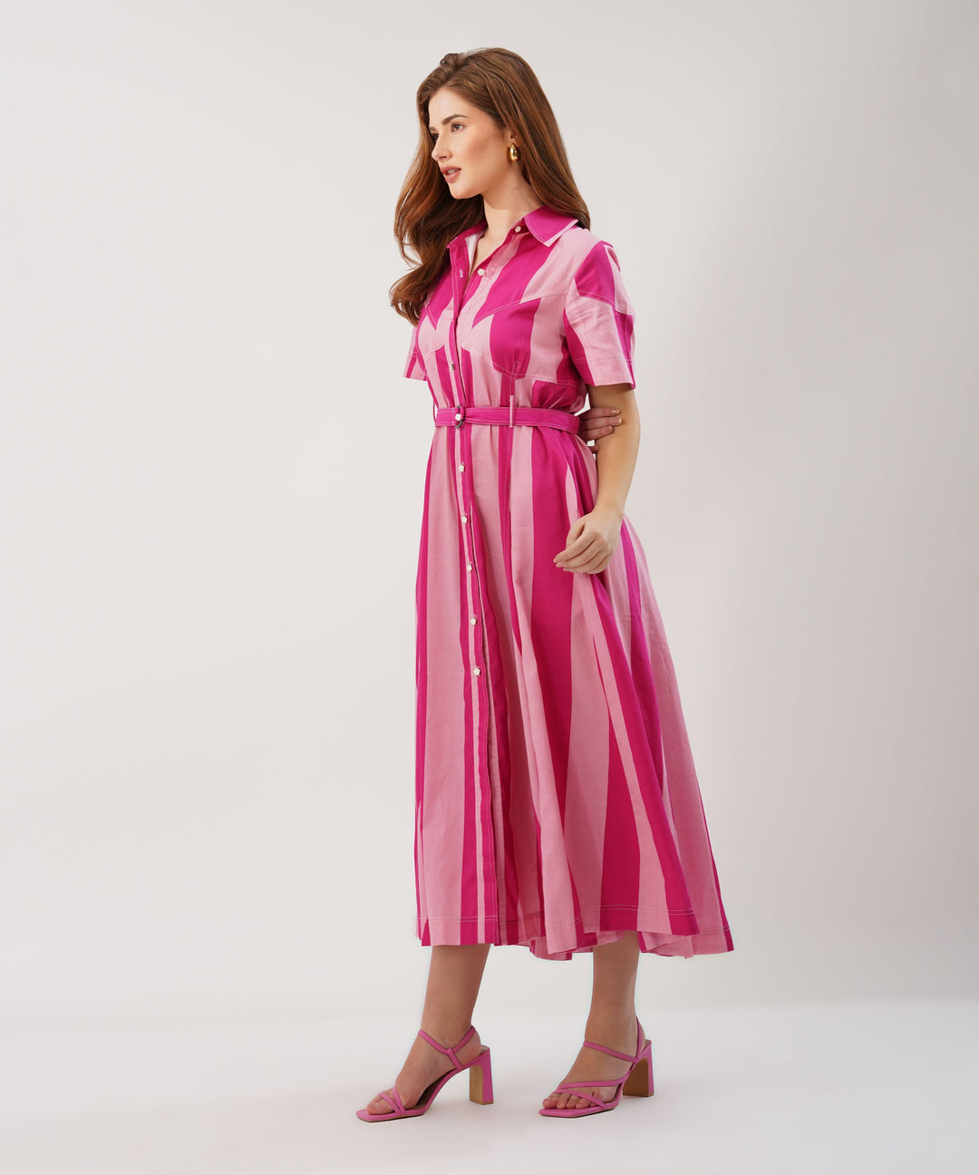 The Leah Poplin Dress in Pink