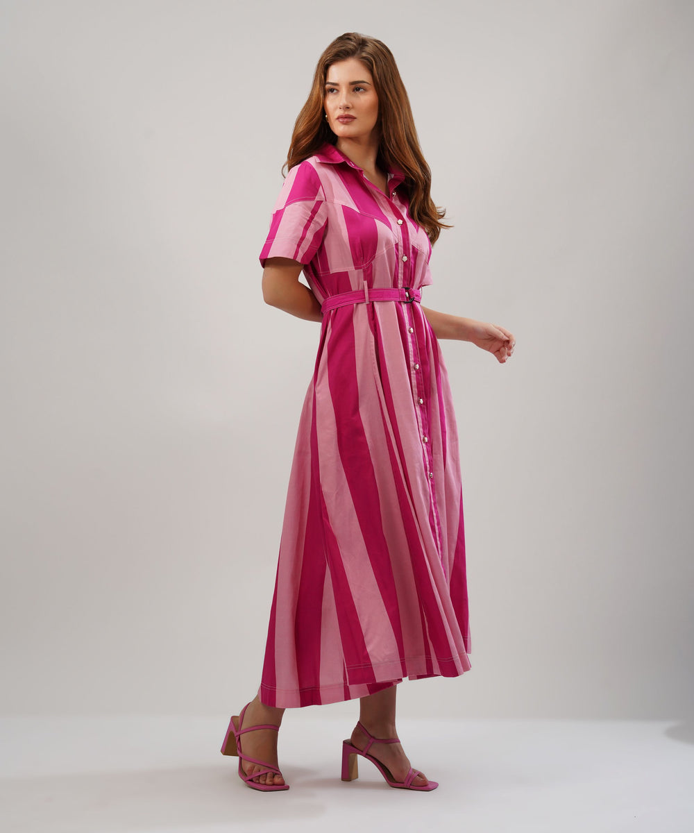 The Leah Poplin Dress in Pink