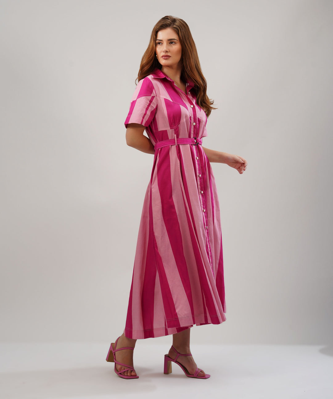 The Leah Poplin Dress in Pink