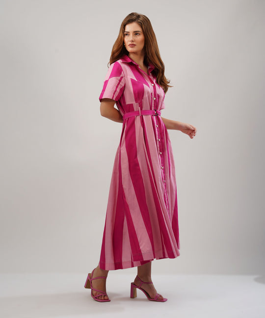 The Leah Poplin Dress in Pink