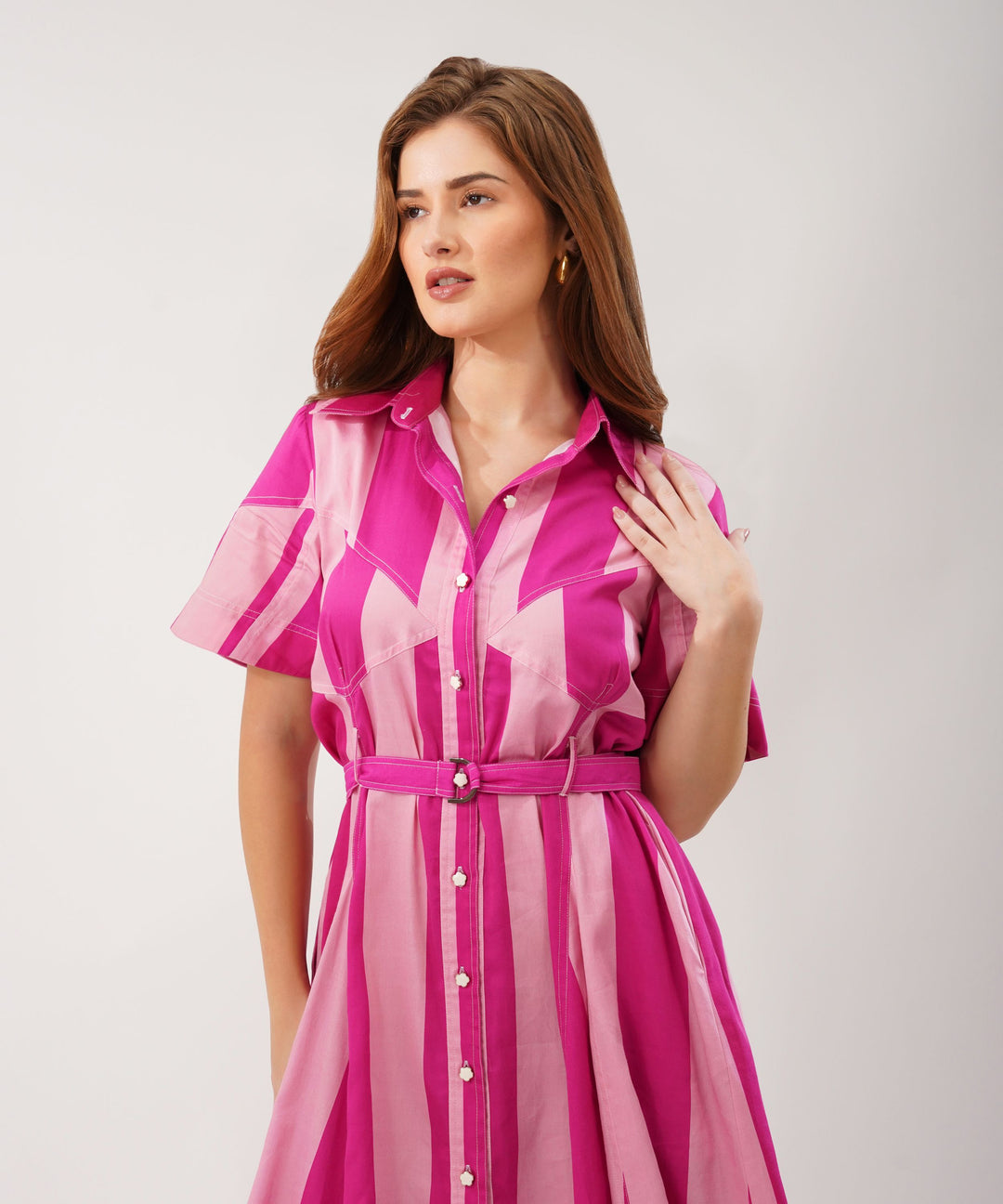 The Leah Poplin Dress in Pink
