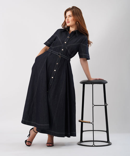 The Alona Dress in Denim