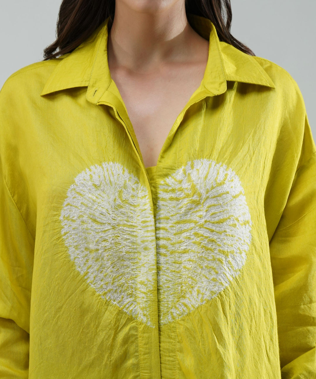 The Dil Chanderi Co-ord Set in Lime Yellow