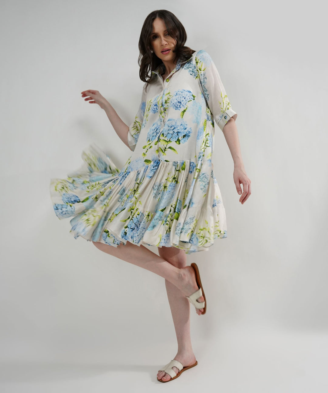 The Sarah Floral Breeze Linen Satin Dress