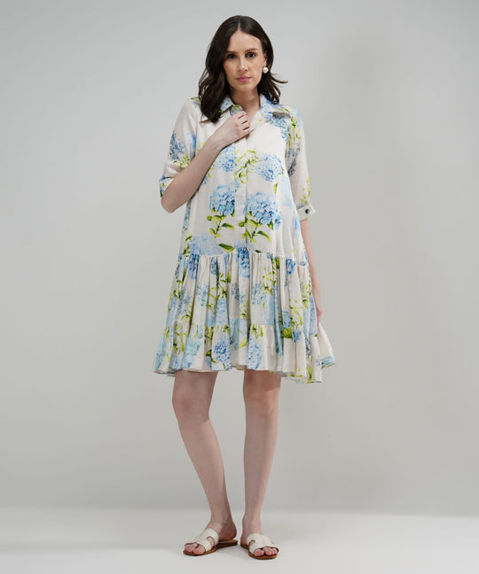 The Sarah Floral Breeze Linen Satin Dress